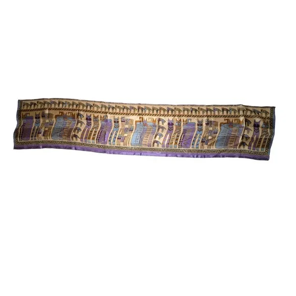 Laurel Birch‎ Art to Wear Cat Scarf Painterly Egyptian Style Animal Print - Picture 4 of 4